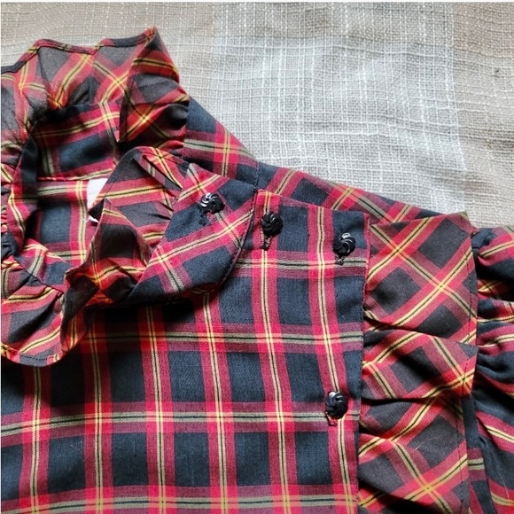 Vintage 80’s Red Plaid Ruffled Blouse - Picture 9 of 10